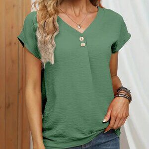 Short Sleeve V-neck Light weight Green Top - 2XL - NWOT